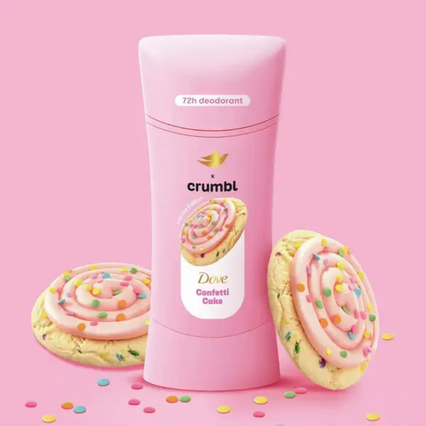 Desodorante Dove x Crumbl Cookies - Sabor Confetti Cake edicion limitada